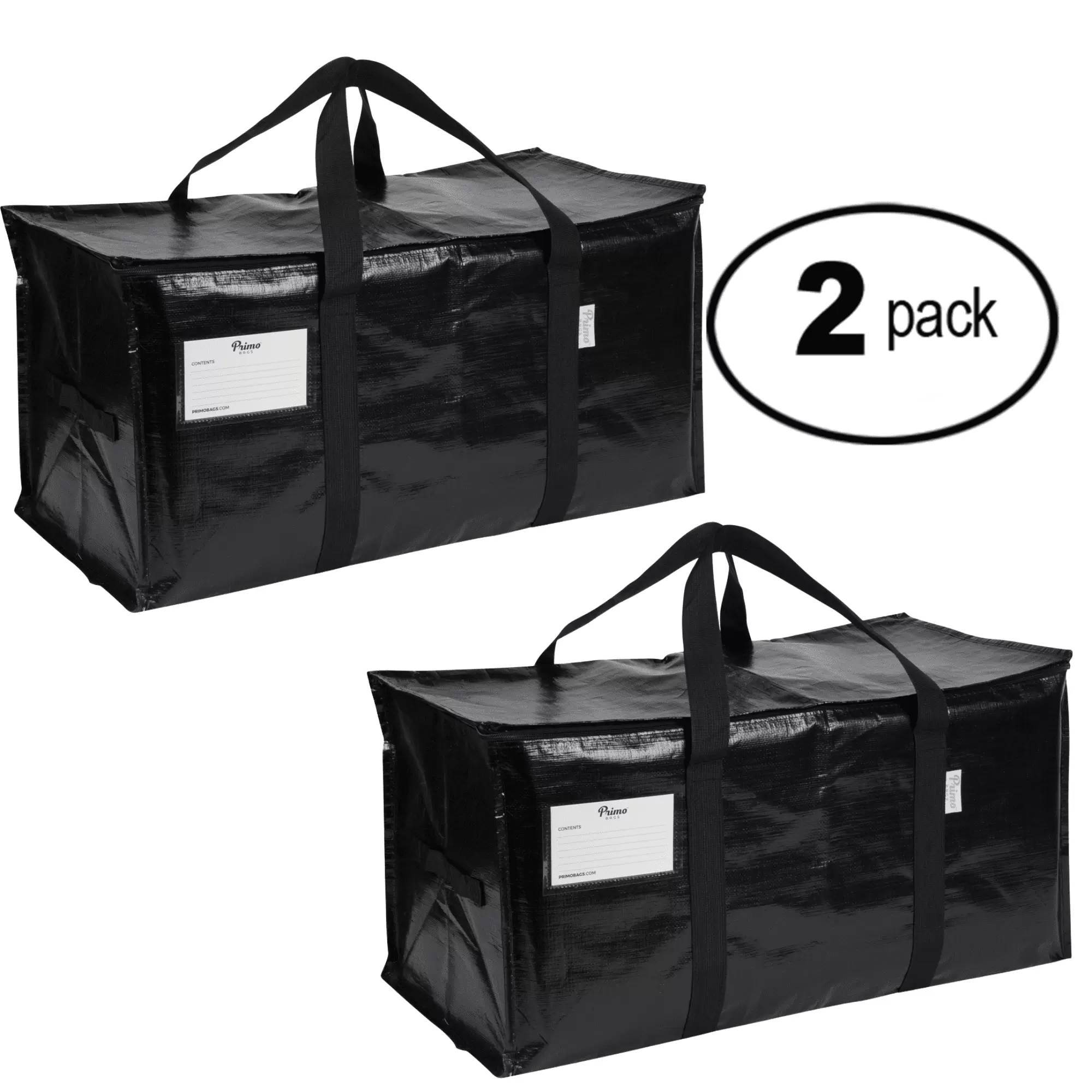 Primo Bags Heavy Duty Moving Packing and Storage Bags Storage Totes - Reusable Alternative to Moving Boxes with Strong Handles & Zippers Fold Flat Black 27 x 14 x 14 inches 2 Pack