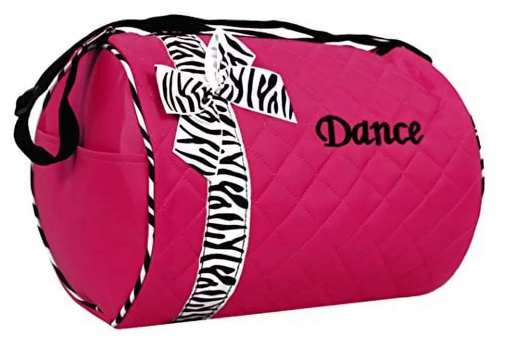 Princess Dance bag - Quilted Zebra Duffel in Hot Pink