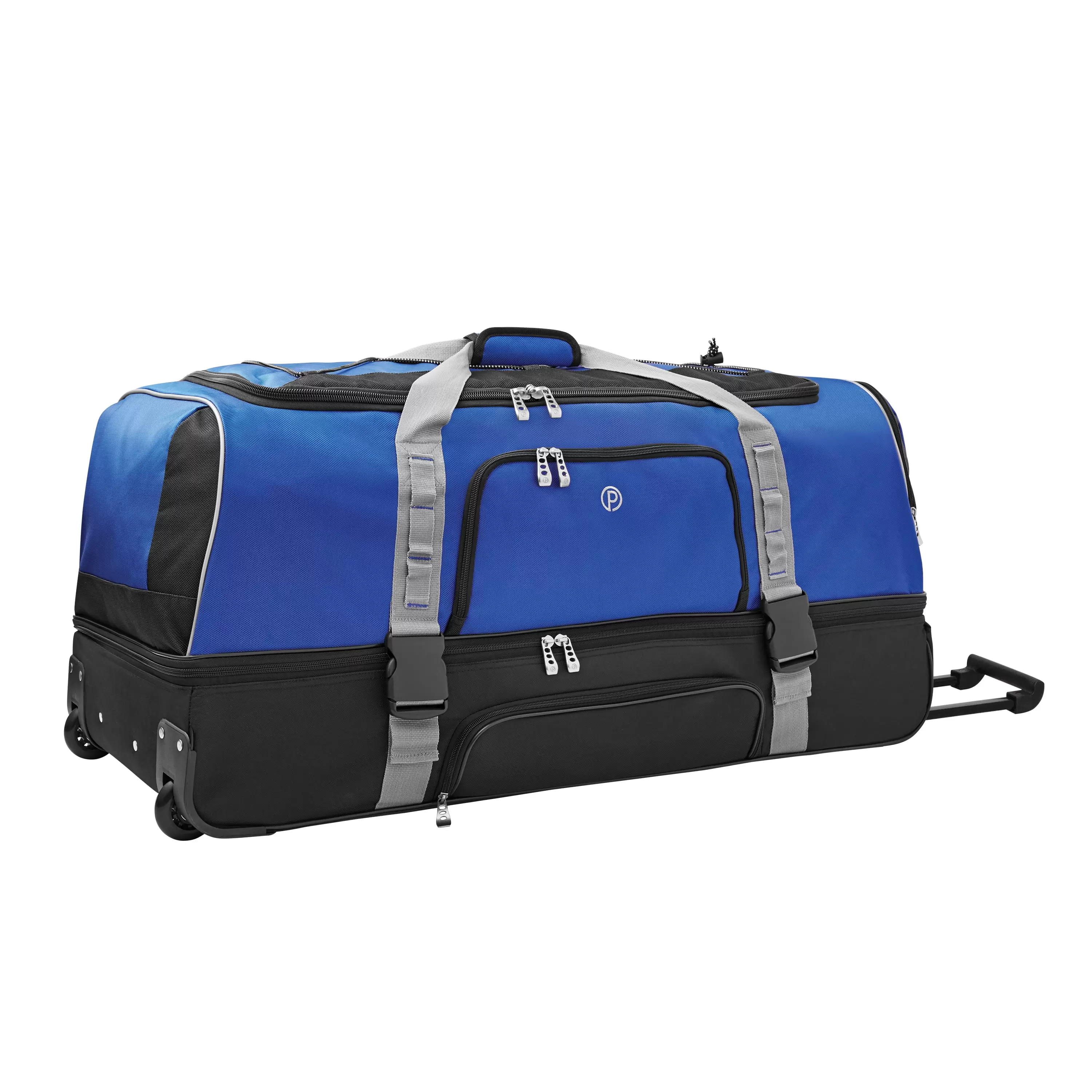 Prot??g?? 36 Drop-Bottom Rolling Polyester Travel Duffel - Blue with Black