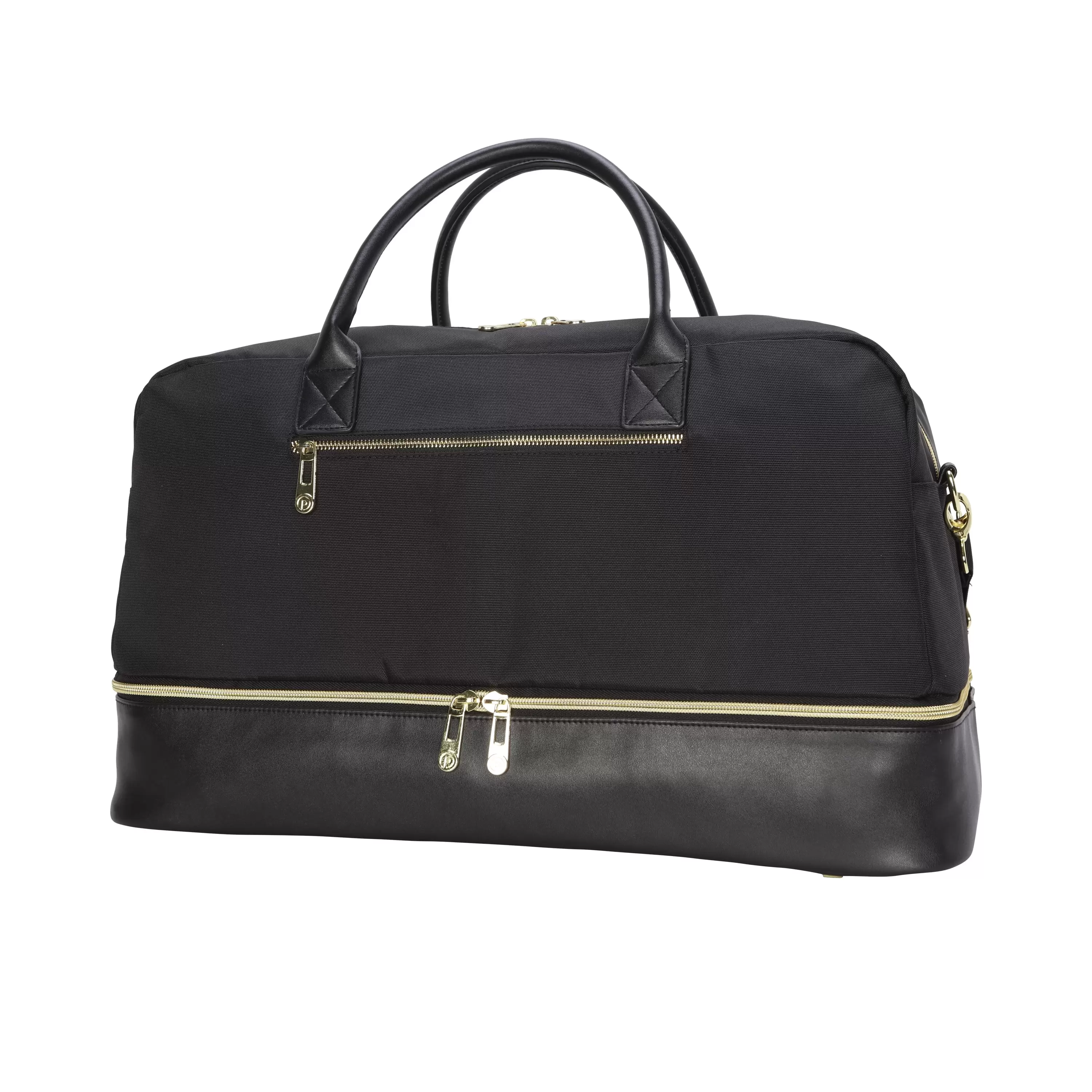 Prot??g?? Travel Dropbottom Weekender Duffel. Black Polyester