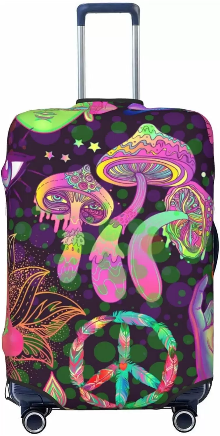 Psychedelic Mushroom Omniscient Eye Mandala Elastic Travel Luggage Cover Travel Suitcase Protective Cover For Trunk Case Suitcase