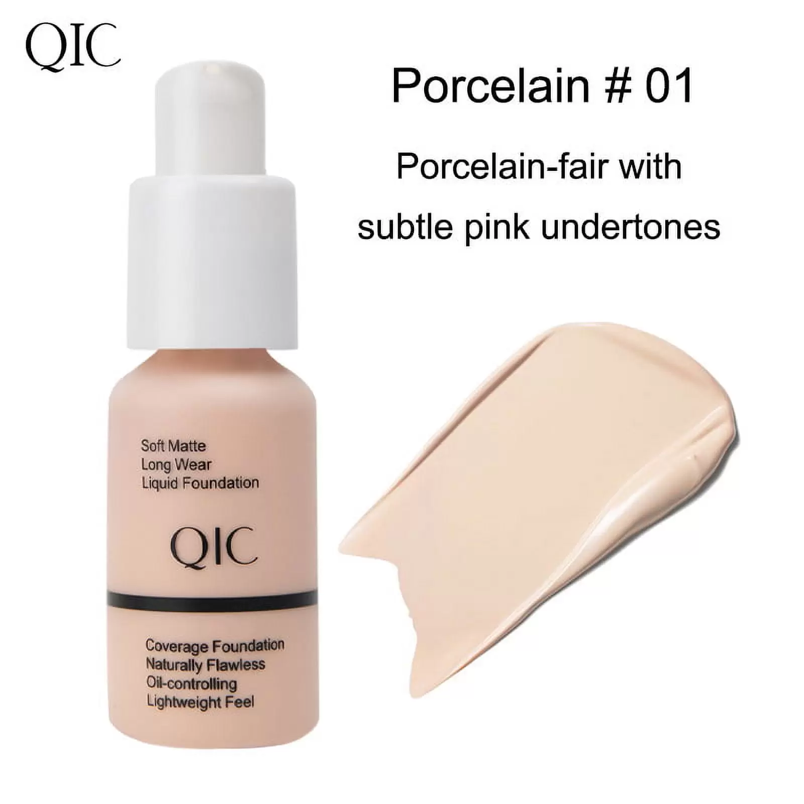 QIC Waterproof Matte Concealer BB Liquid Foundation Cream - Oil Control Hydrating Foundation. 30ml