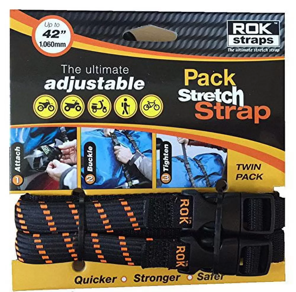 ROK Straps ROK-10306 Black/Orange 12 - 42 Pack Adjustable Stretch Strap