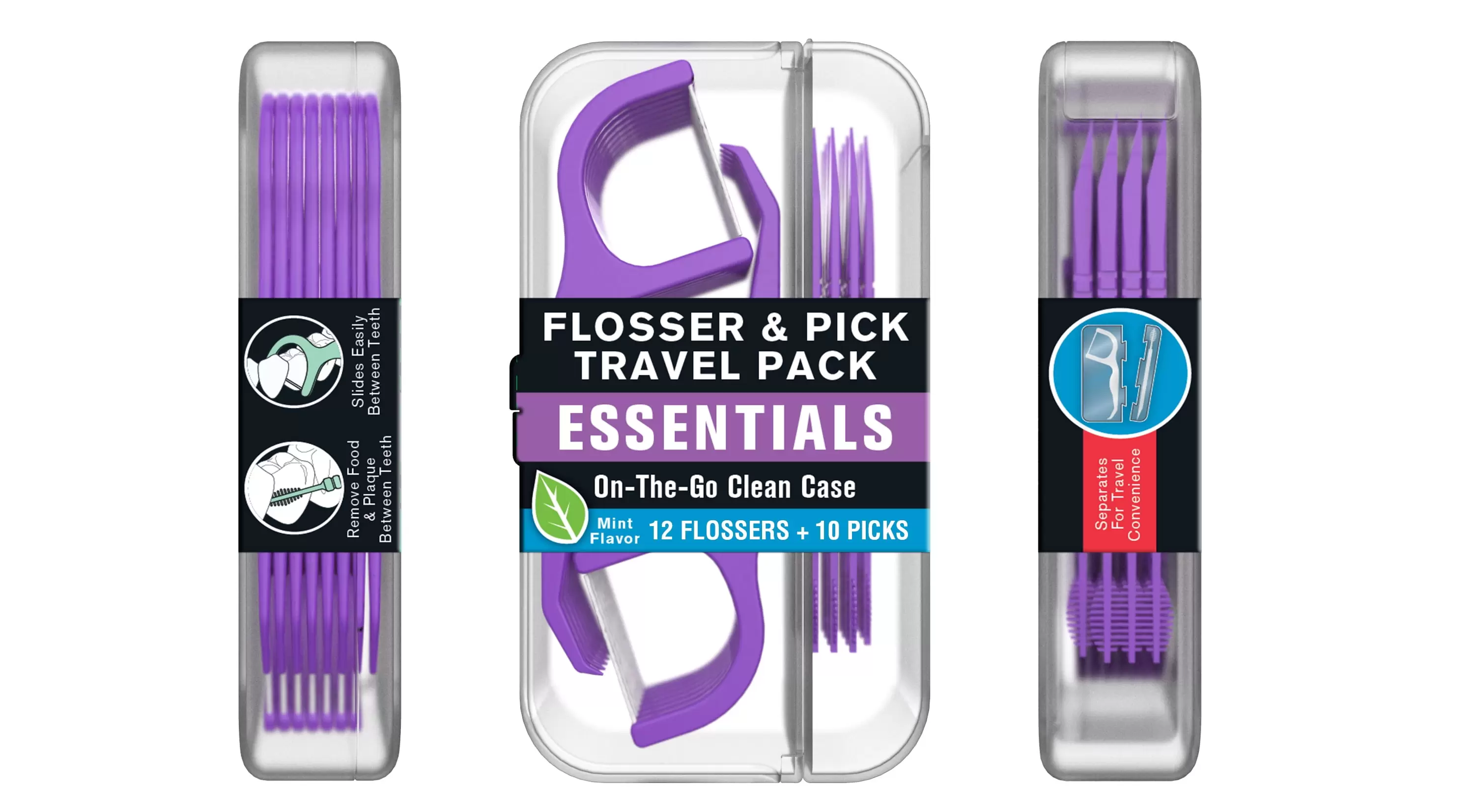 Reach Flossers and Floss Picks Travel Pack. Mint Flavor with On-the-Go Case. 12 Flossers. 10 Picks