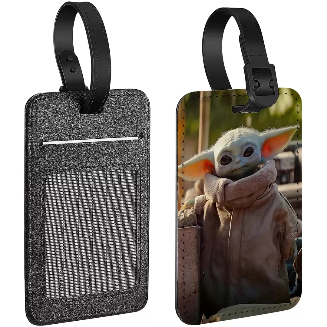 Rectangle PU Leather Luggage Tags for Travel Suitcase Baggage 4.05 x 2.83 inches-Star Wars Baby Yoda TE174