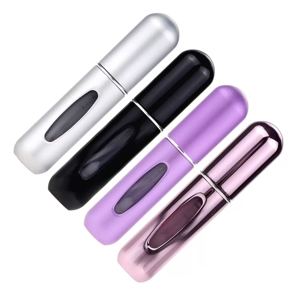 Refillable Perfume Atomizer Bottle. 4 Pack Portable Mini Cosmetic Pump Dispensers. 5ml Travel Perfume Spray