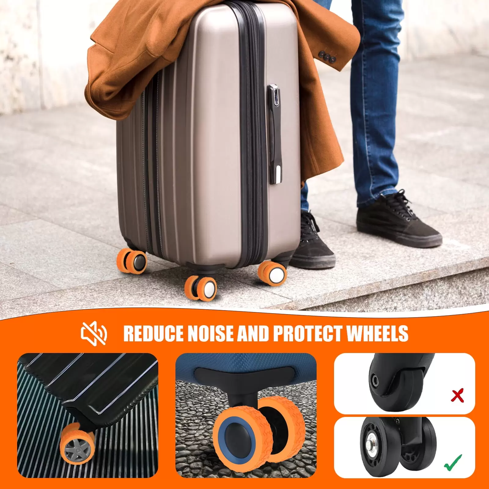 Relax love 16pcs Luggage Wheel Covers Silicone Luggage Wheel Protector Covers Waterproof Silicone Luggage Caster Cover Noise Reducing .for Suitcase Spinner Chair