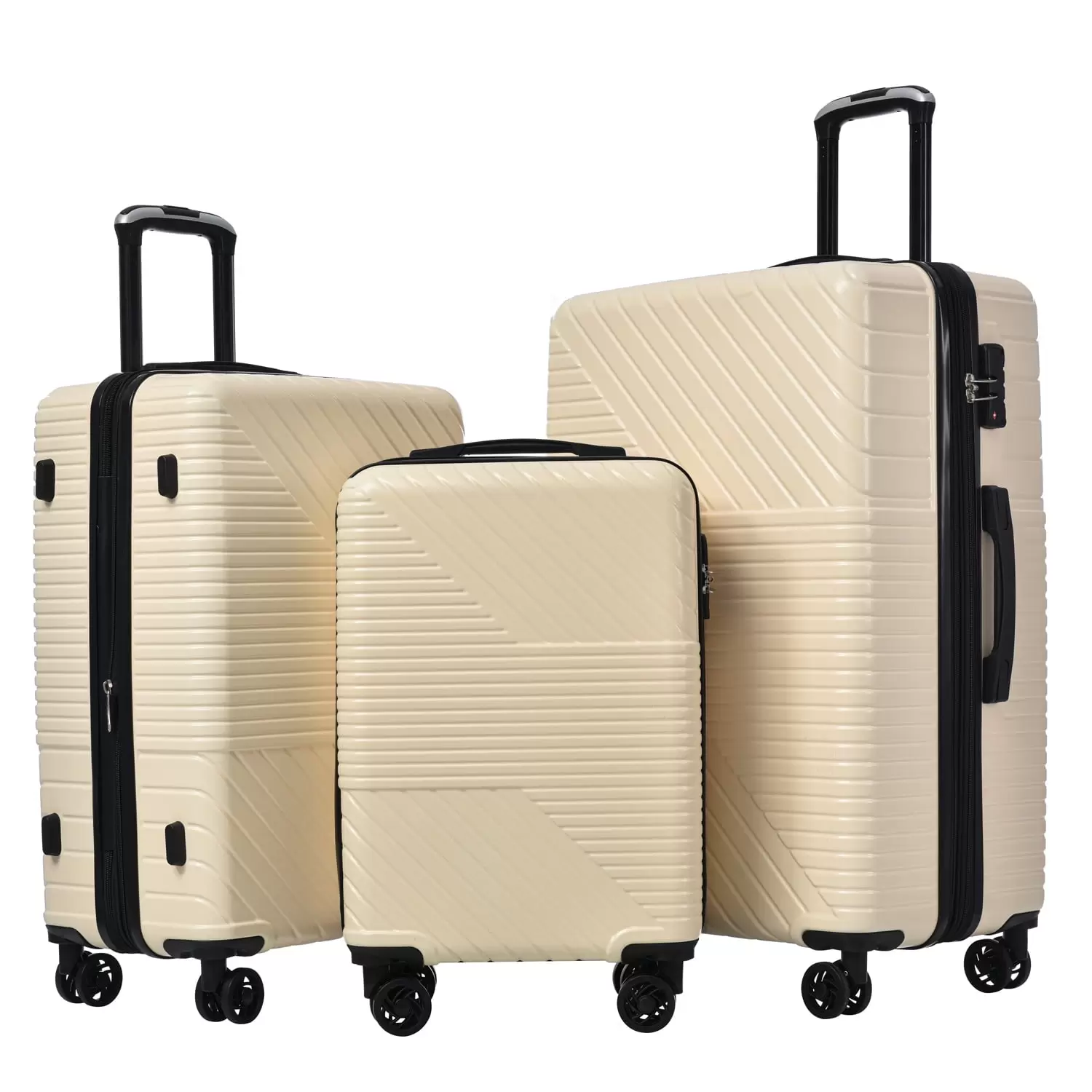 Resenkos 3Pcs Traveling Luggage. White Rolling Traveling Storage Suitcase Luggage Set. 20+24+28 Portable ABS Large Capacity Luggage Bags for Travel