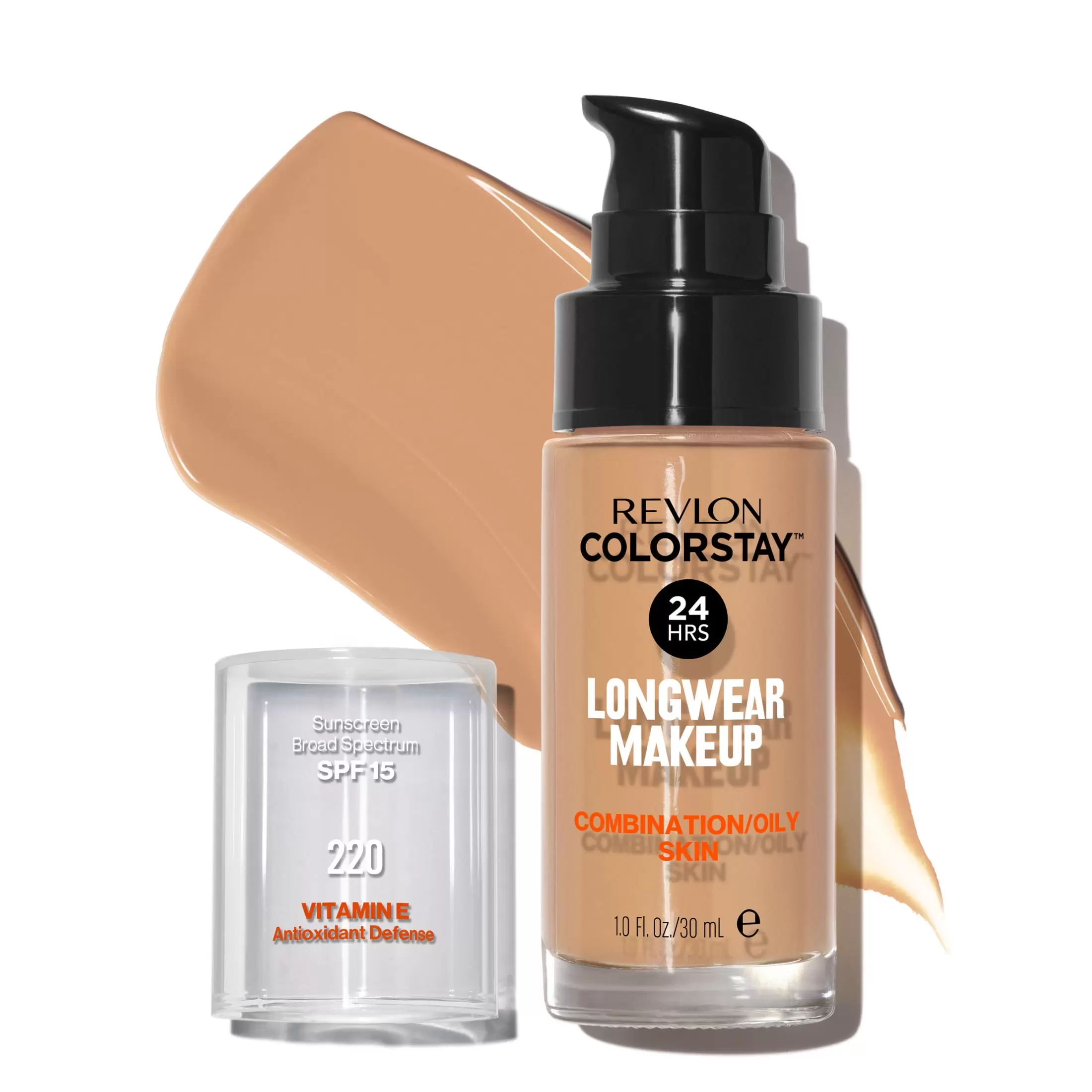 Revlon ColorStay Liquid Foundation Makeup. Matte Finish. Combination/Oily Skin. SPF 15. 220 Natural Beige. 1 fl oz.