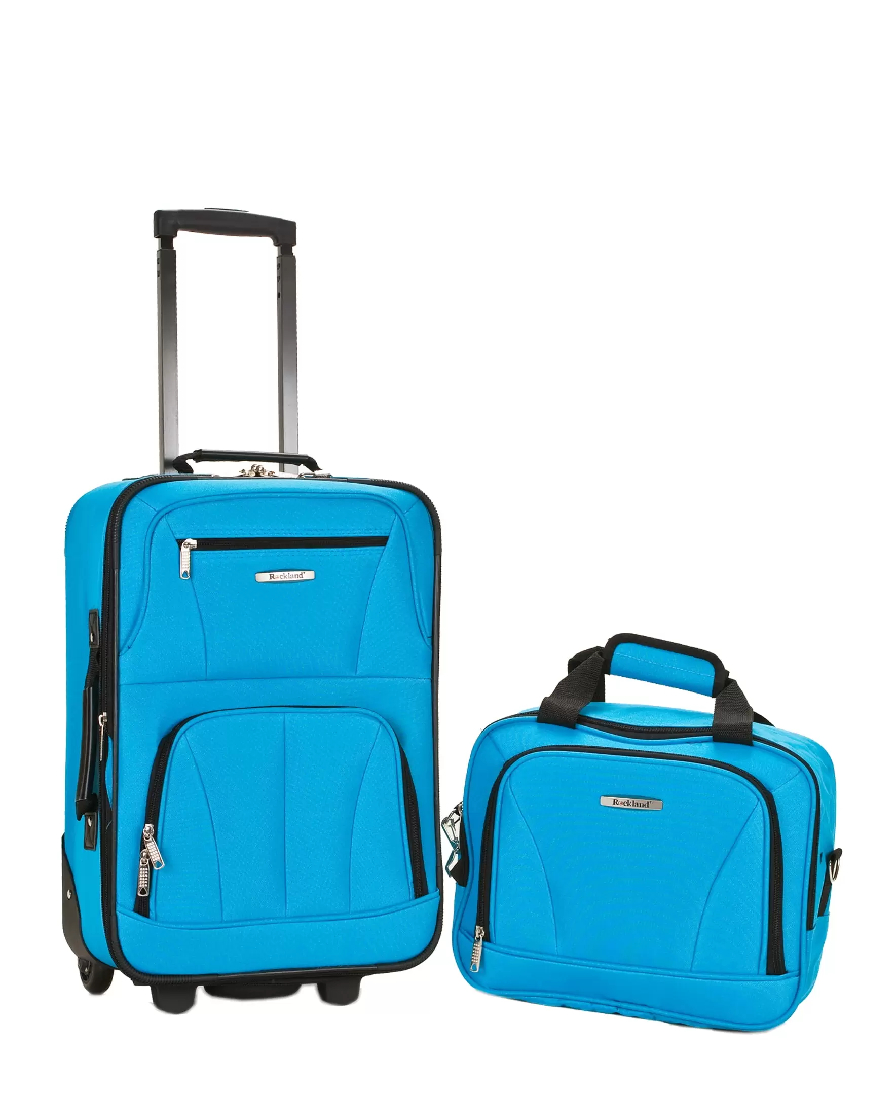 Rockland Expandable Carry On Luggage Set-Color:Turquoise.Number of Items:2 Piece