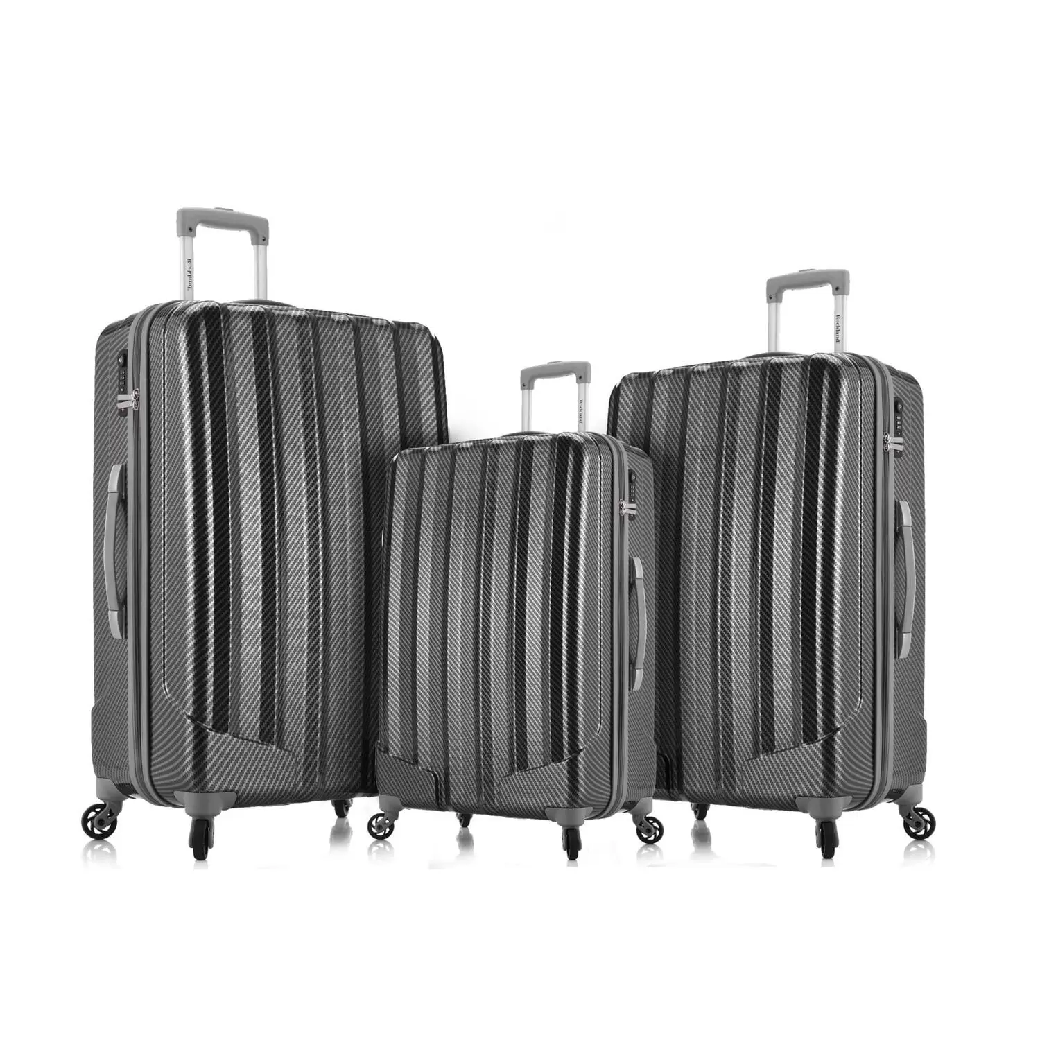 Rockland Luggage Barcelona Piece Hardside Polycarbaonate /ABS Lugage Set with 6 Piece Travel Set & Luggage Cover. Black