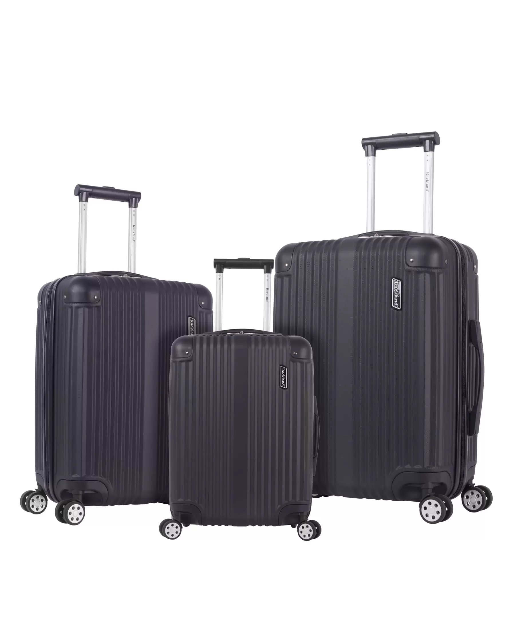 Rockland Luggage Berlin 3 Piece ABS Non-Expandable Luggage Set. Black