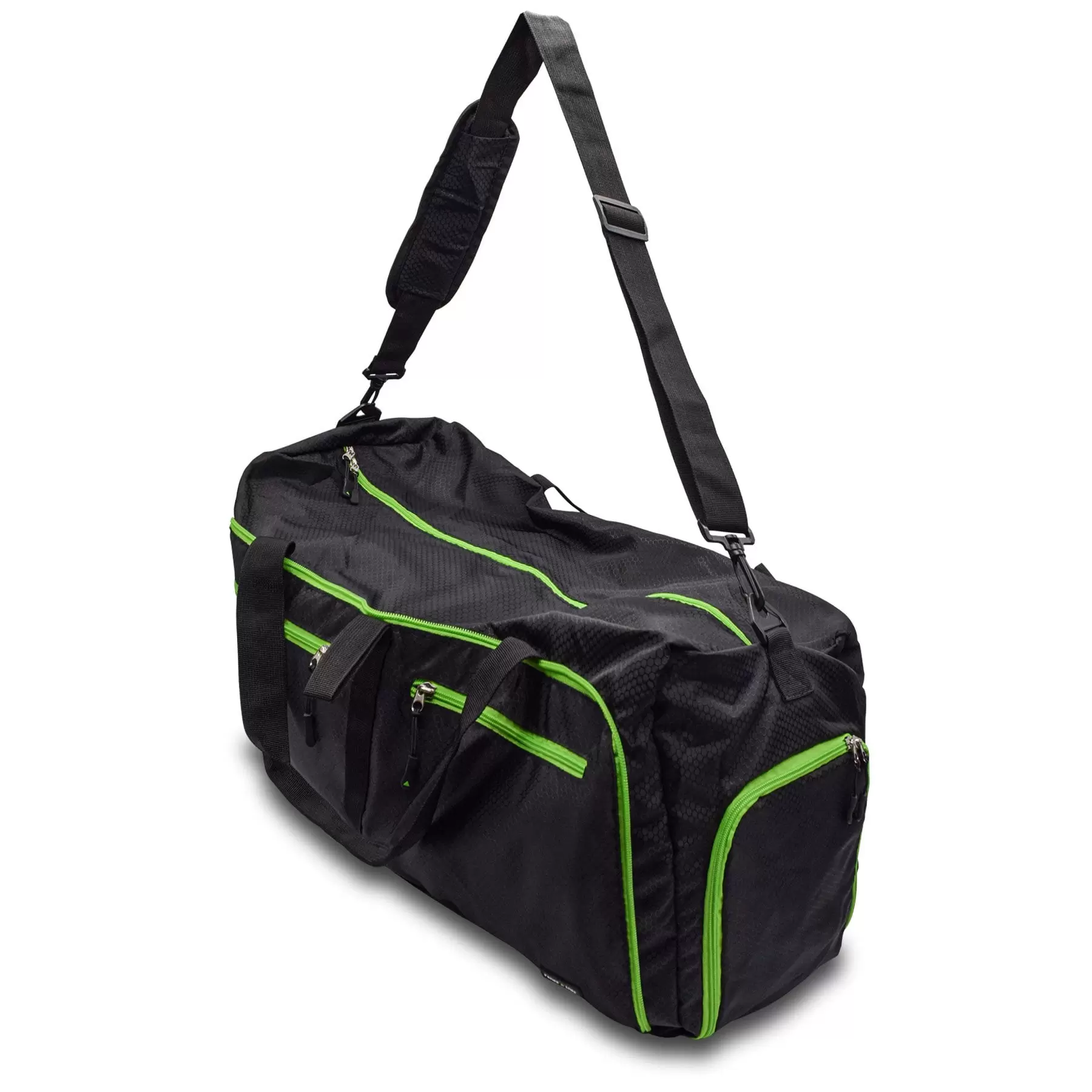 Rolling Nomad- Nylon Foldable Overnight Carry Duffle with Sneaker Compartment for Traveling