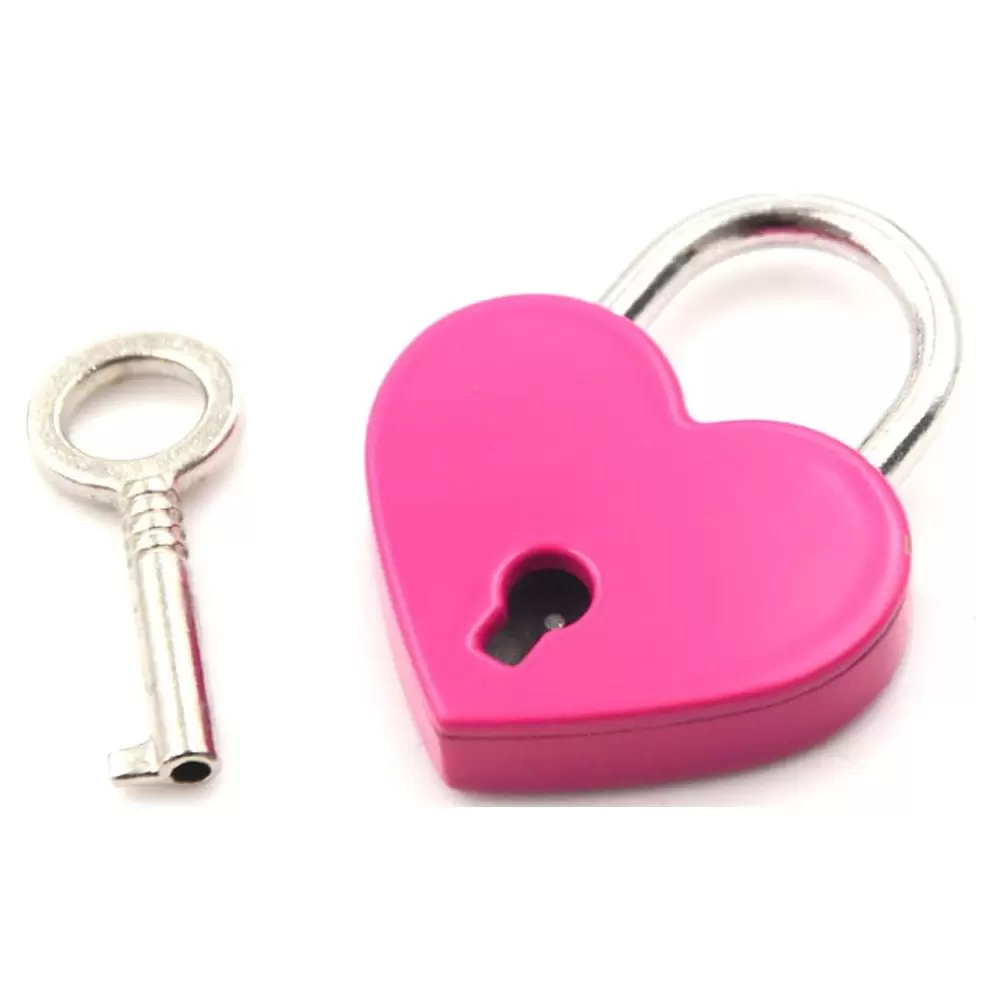 (Rose) Mini Padlock Love Heart Shape Padlock Tiny Luggage Bag Case Lock With Keys