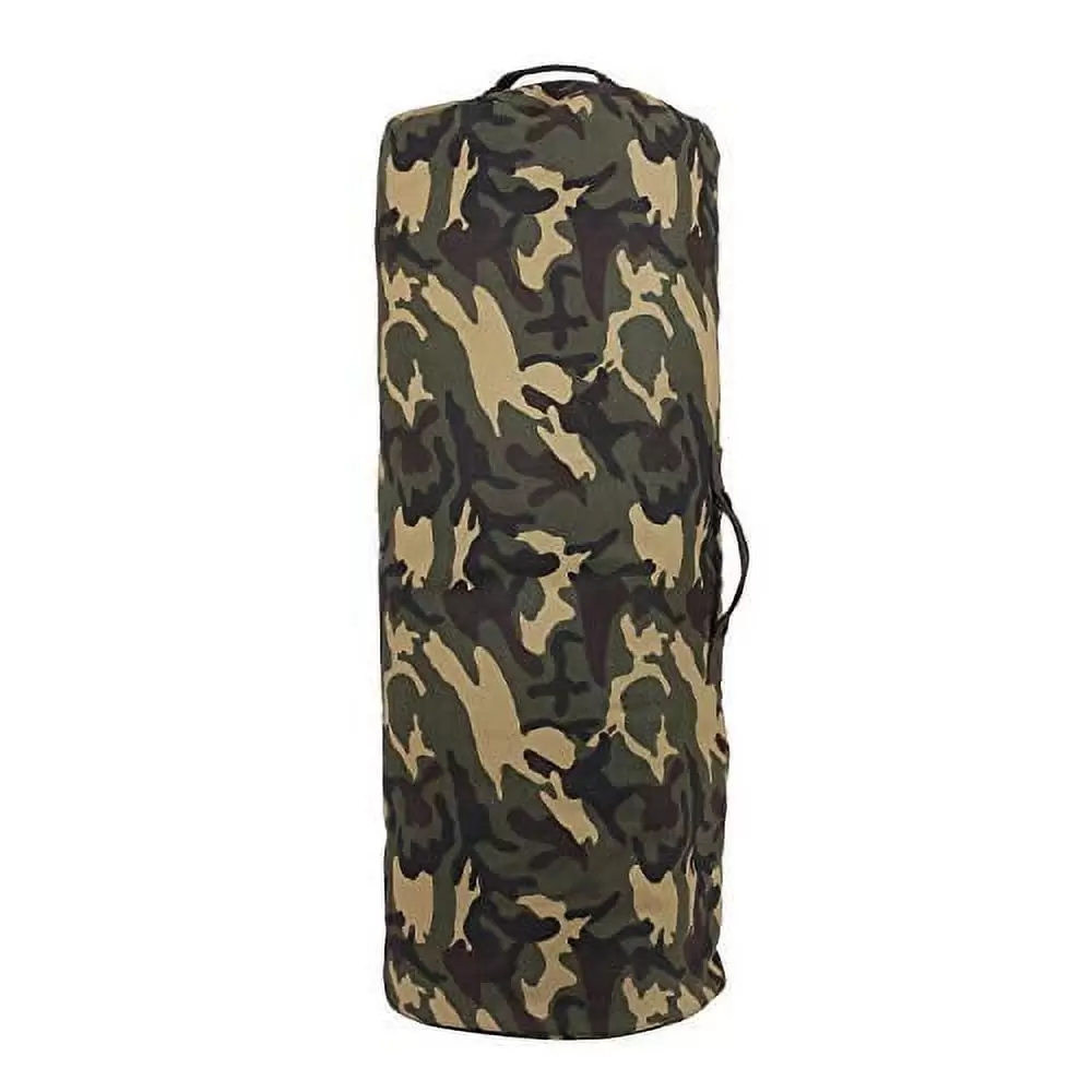 Rothco Woodland Camo Side Zipper Canvas Duffle Bag - Jumbo 25 x 42