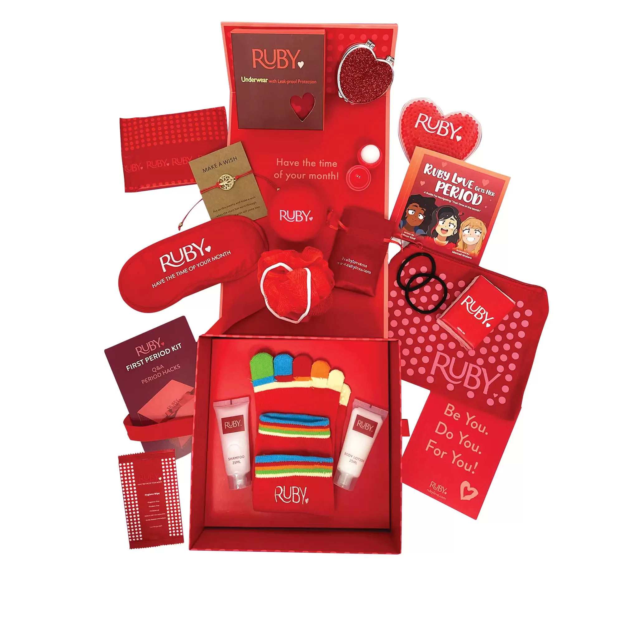 Ruby Love First Period Kit for Girls. Worry-Free Menstruation Kit for Girls. Great for Travel & Celebrations (Medium)