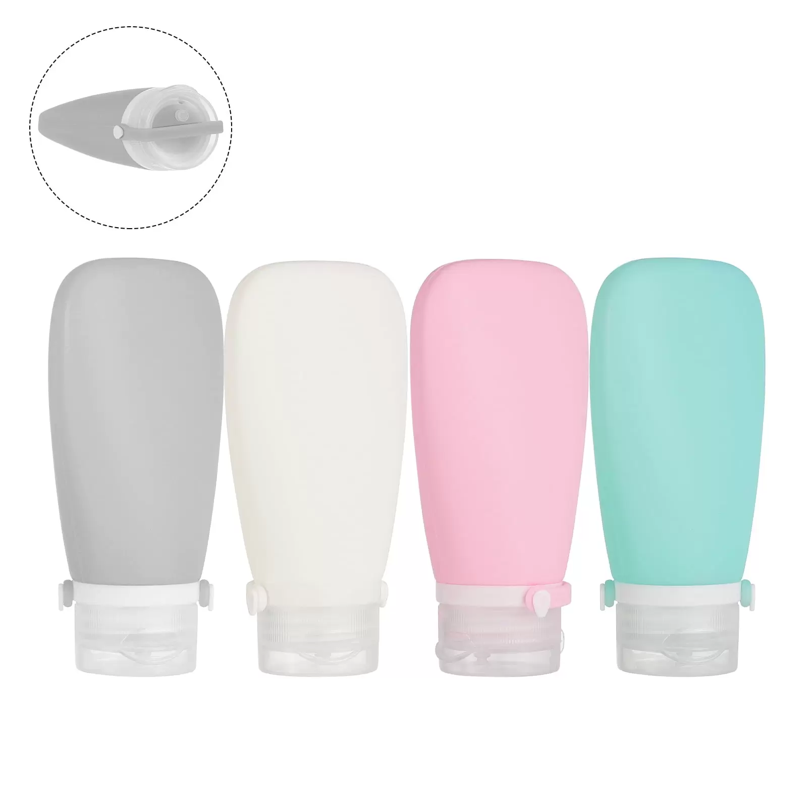 Rumbeast 4PCS Travel Bottles for Toiletries. 3oz Silicone Portable Travel Bottles. Leakproof Refillable Travel Size Liquid Containers for Travel Toiletries and Shampoo