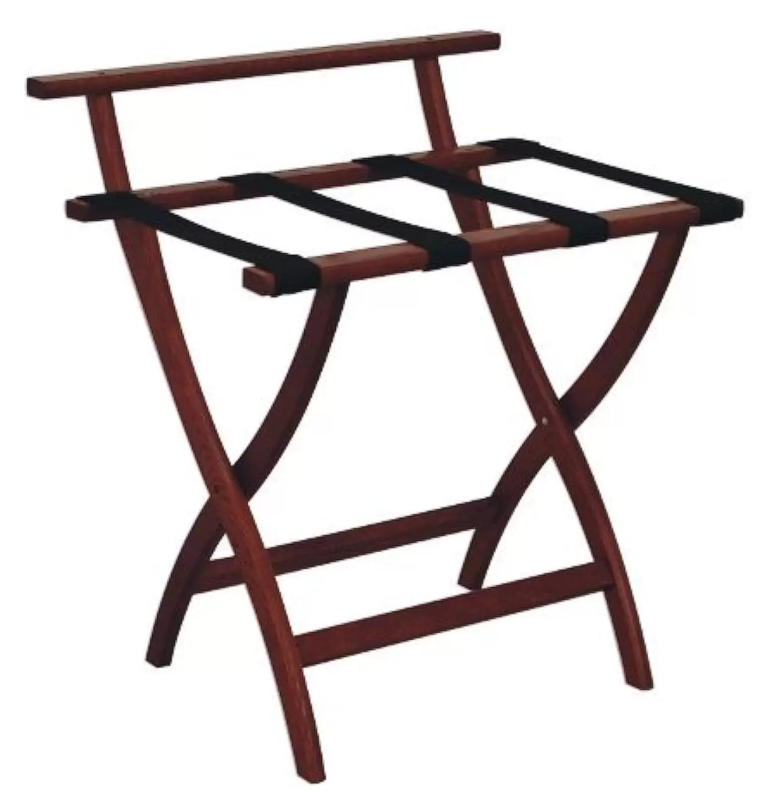 SEJCMYX WallSaver Luggage Rack.Black Straps. Mahogany