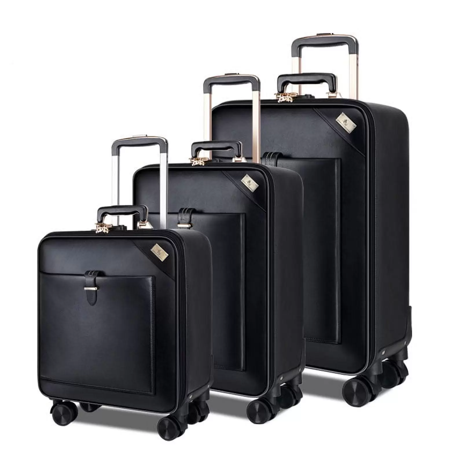 SEMMS LUXURY LEATHER LUGGAGE SET (28/24/20) BLACK