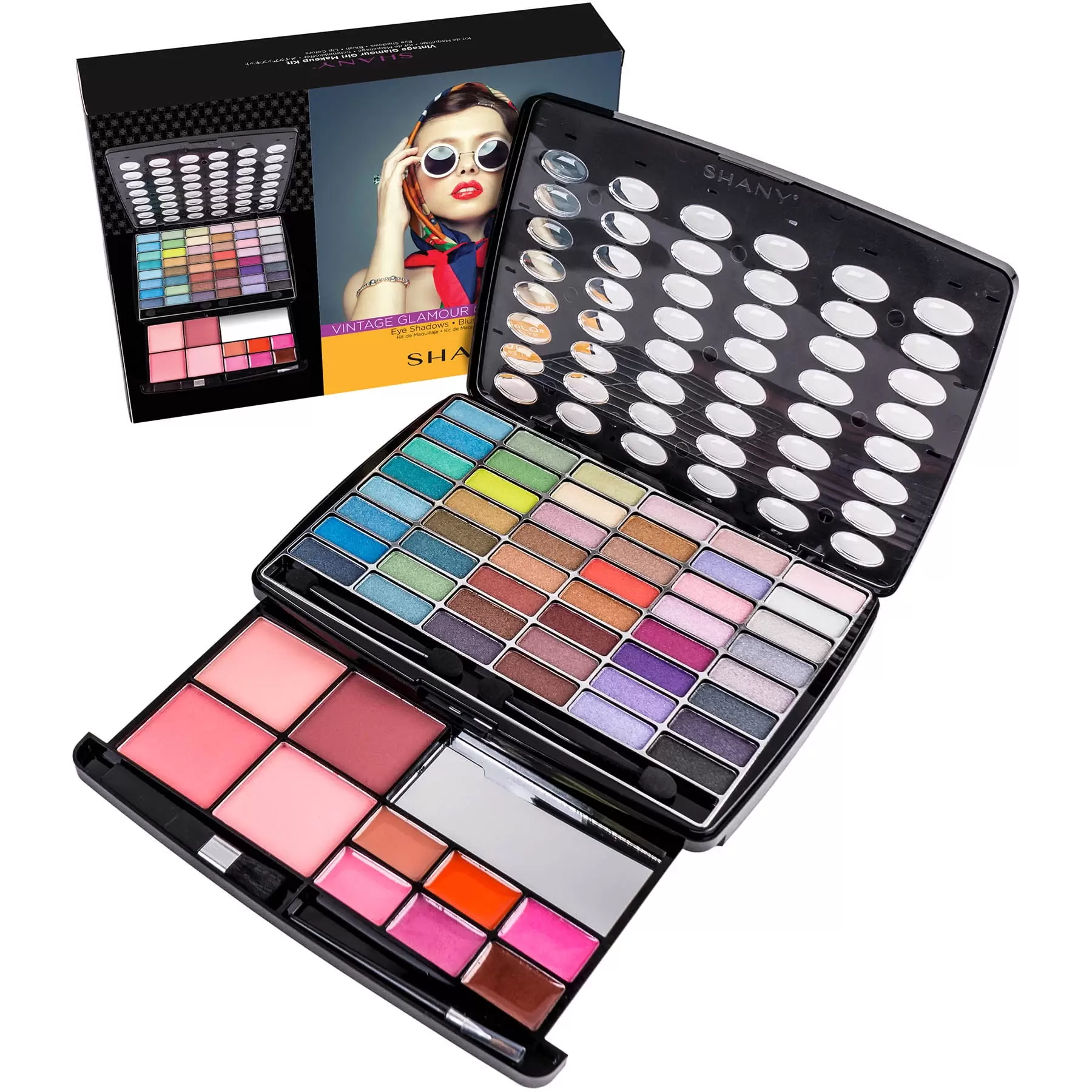 SHANY Glamour Girl Makeup Kit Eyeshadow Palette with Eyeshadows . Blushes. Lipstick Lip-gloss . Makeup Mirror. Makeup applicators. Premium Gift Packaging - Vintage