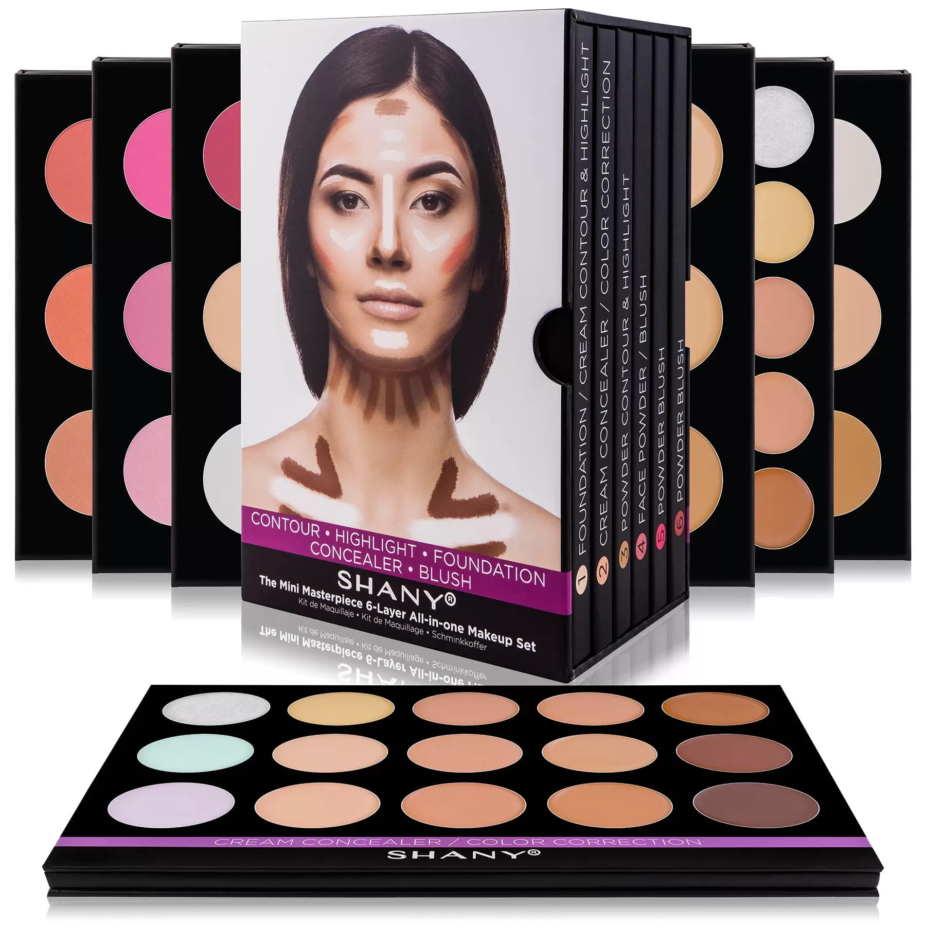 SHANY The Mini Masterpiece 6 Layers Makeup Foundation Palette . Concealer Palette . Camouflage Palette . Contour Palette . Blush Palette - Premium Packaging