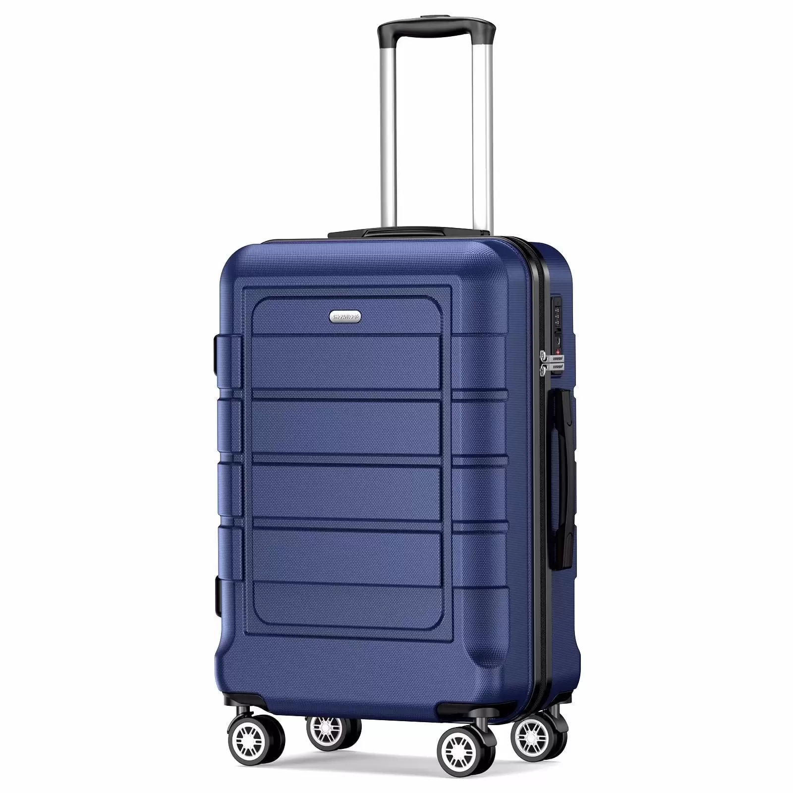 SHOWKOO 20 Carry-on Durable PC+ABS Hardside Luggage with Spinner Wheels TSA Lock (Blue)