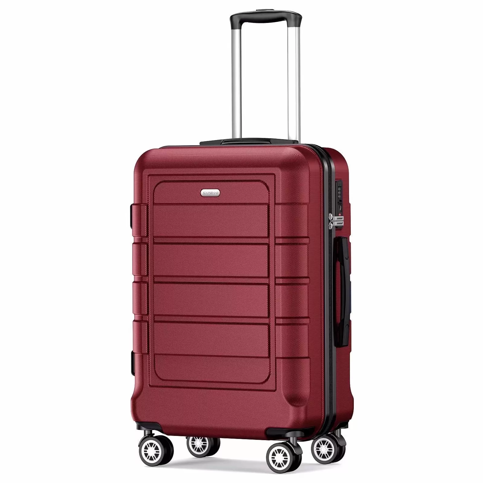 SHOWKOO Carry-on 20 Hardside Luggage with Durable Spinner Wheels TSA Lock (Red)