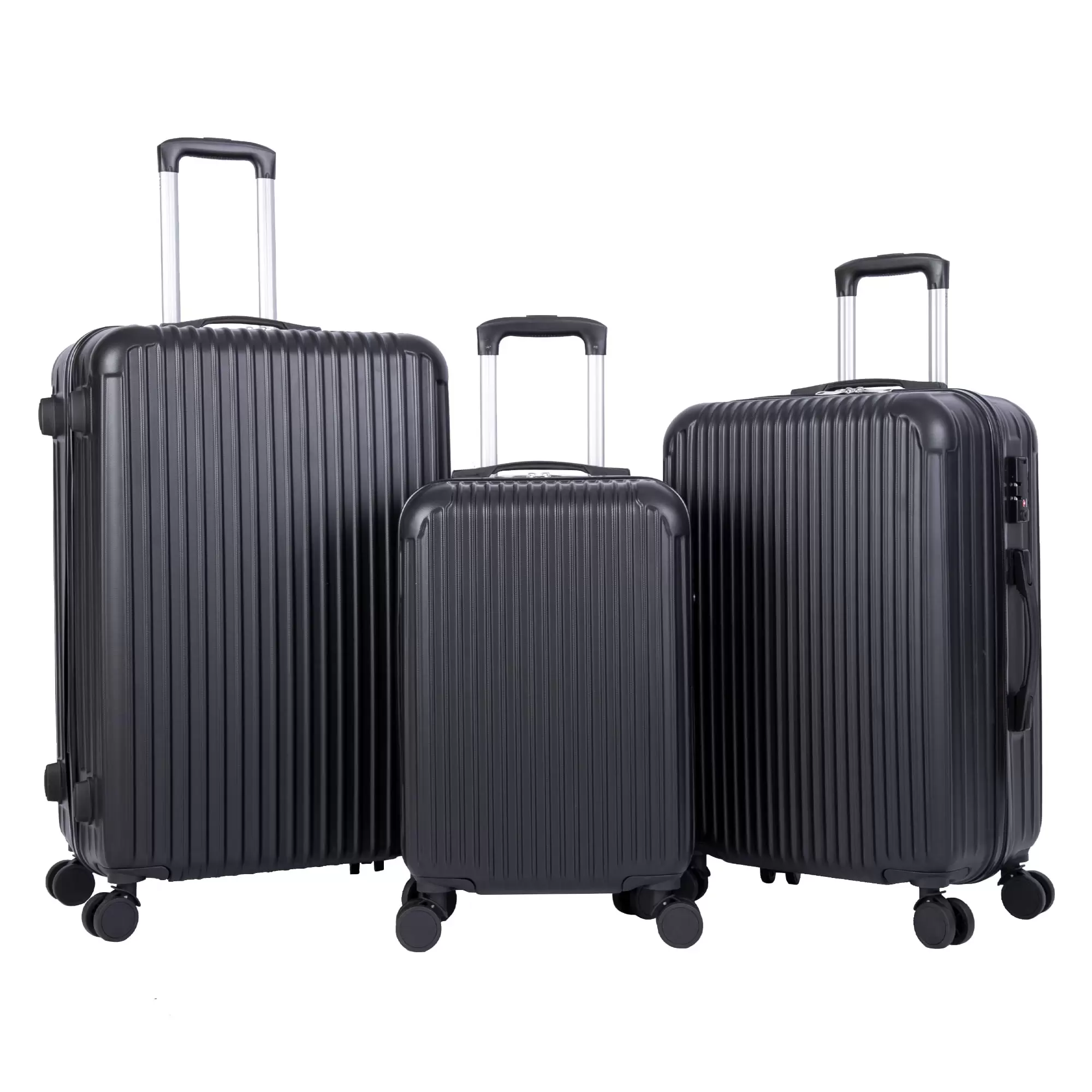 SUGIFT 3 Piece Luggag Sets Nested Spinner Suitcase with TSA Lock and 360?? Spinner Wheels 20/24/28 inch Suitcase Sets. Black