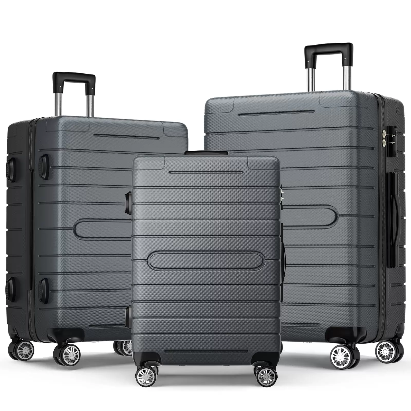 SUGIFT 3 Piece Luggage Set. Hardside Luggage Spinner Wheels Suitcase Carry on Luggage. TSA Lock. 20in24in28in. Gray