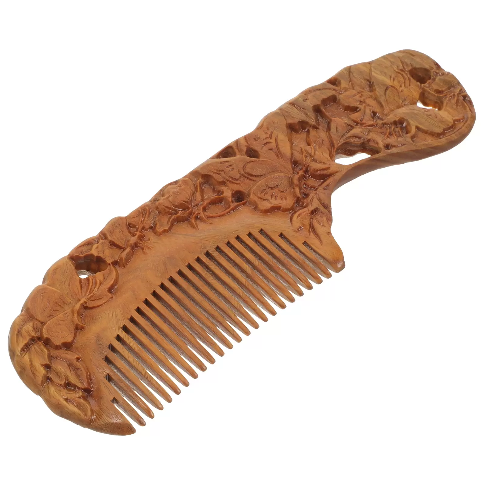 Yueyihe Sandalwood Fine Tooth Comb Texture Double Sided Carved Wooden High-end Boutique Travel Miss