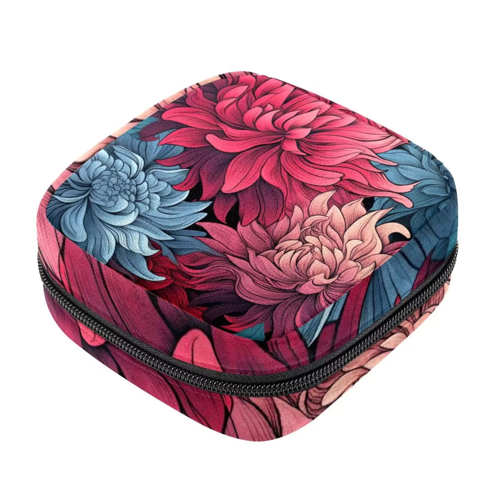 Sanitary Napkin Storage Bag Flower Floral Pattern Menstrual Cup Pouch Nursing Pad Holder Tampon Bags Feminine Product Pouches Portable Period Kit Bag