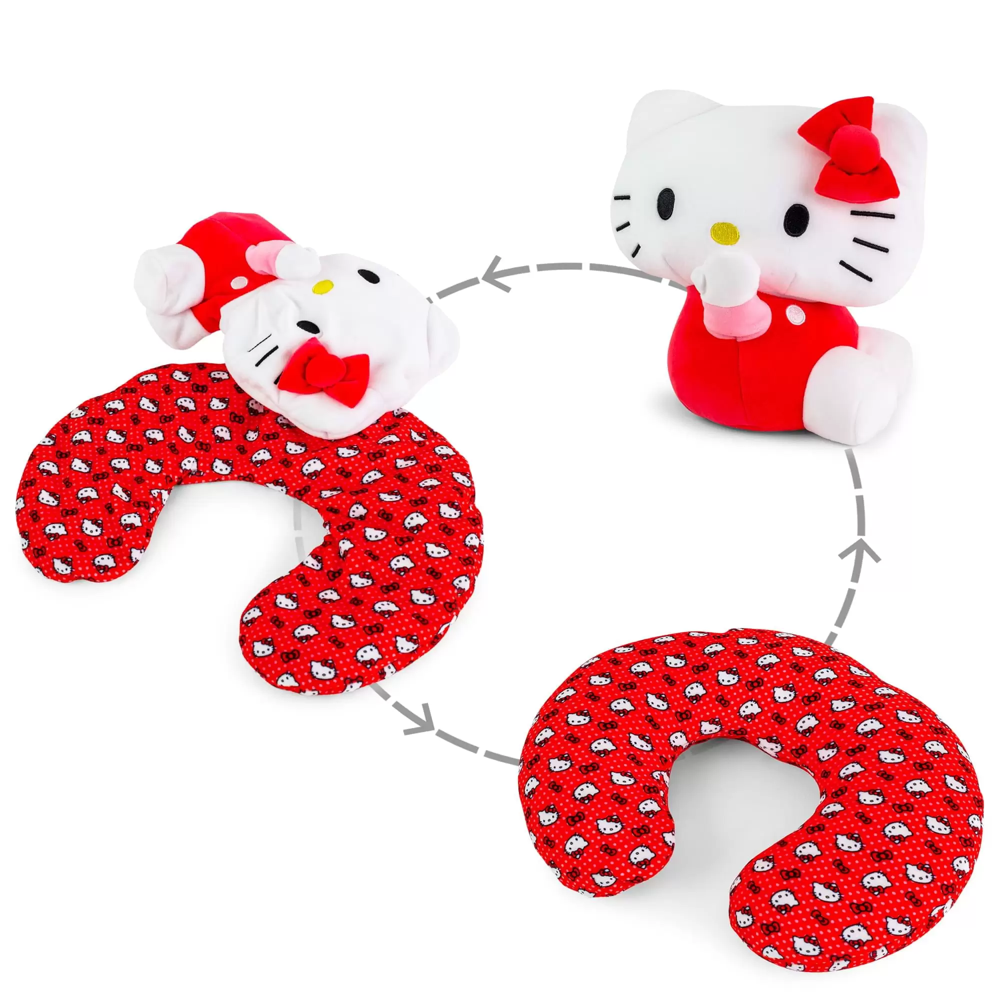 Sanrio Hello Kitty Reversible Neck Roll Pillow and Plush Toy