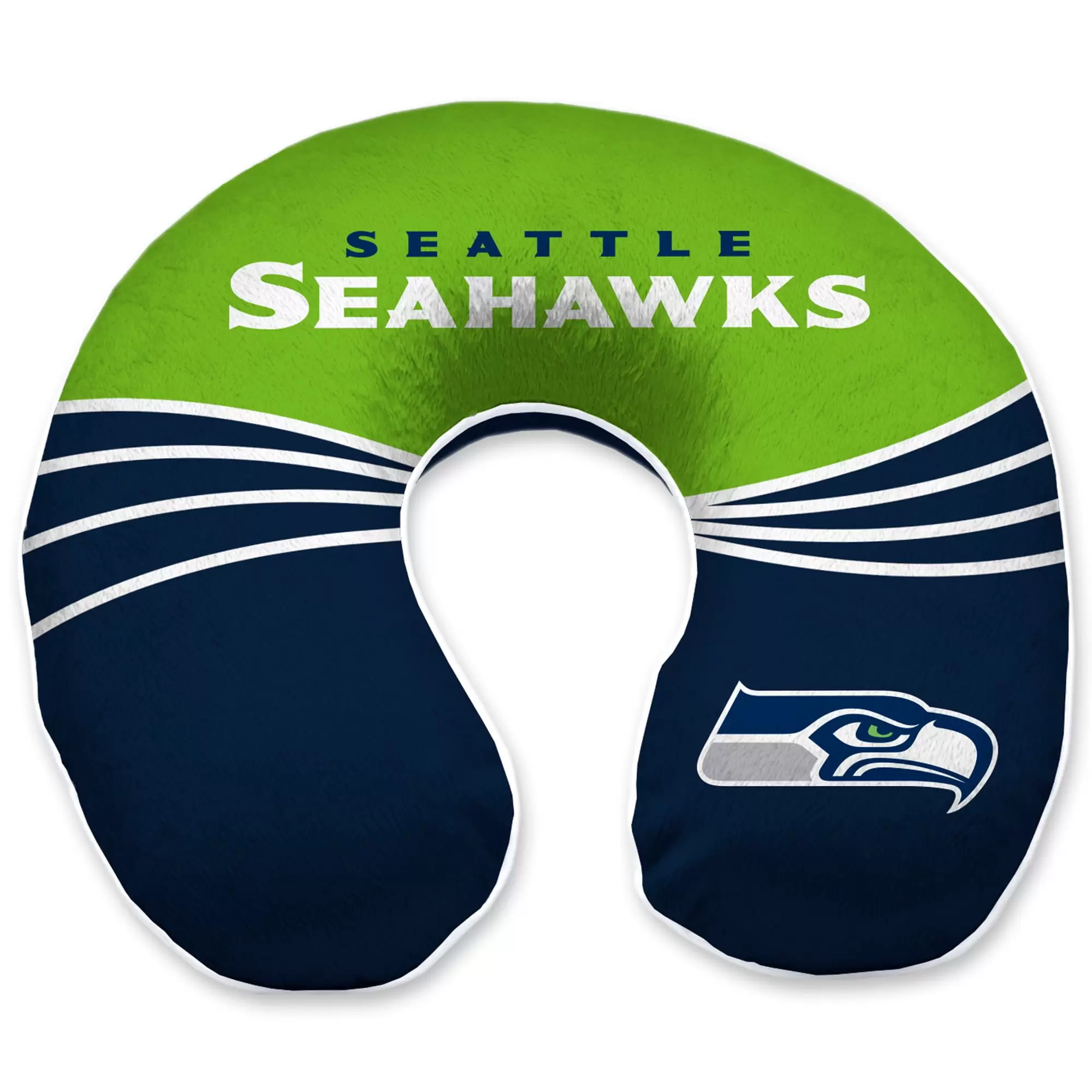 Seattle Seahawks Wave Memory Foam U-Neck Travel Pillow - Blue