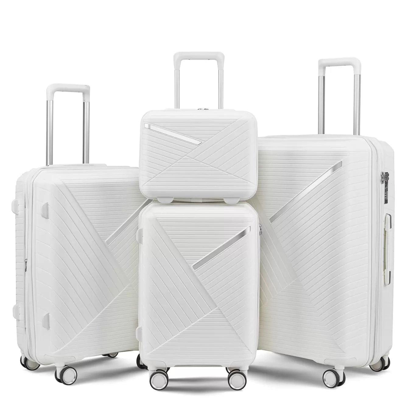 Set of 4 Expandable Luggage Suitcase. Lightweight Hardshell Suitcase Sets with TSA Lock and 360?? Double Spinner Wheels. 1420/24/28 Carry-on Travel Suitcase for Women Men Weekender. White