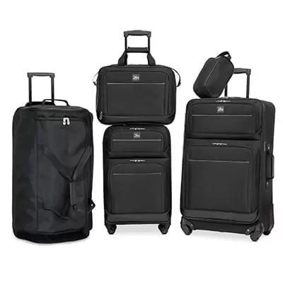 Skyway Luggage Seville Softside 5-Piece Travel Luggage Set. Black