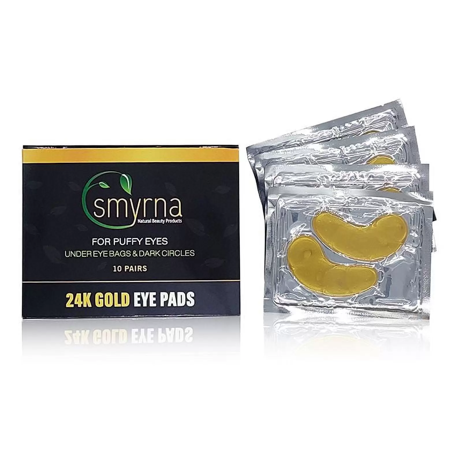 Smyrna 24k Nano Gold Collagen Eye Mask Pads 10 Pairs - Under Eye Patches - for Puffy Eyes. Dark Circles. Puffiness