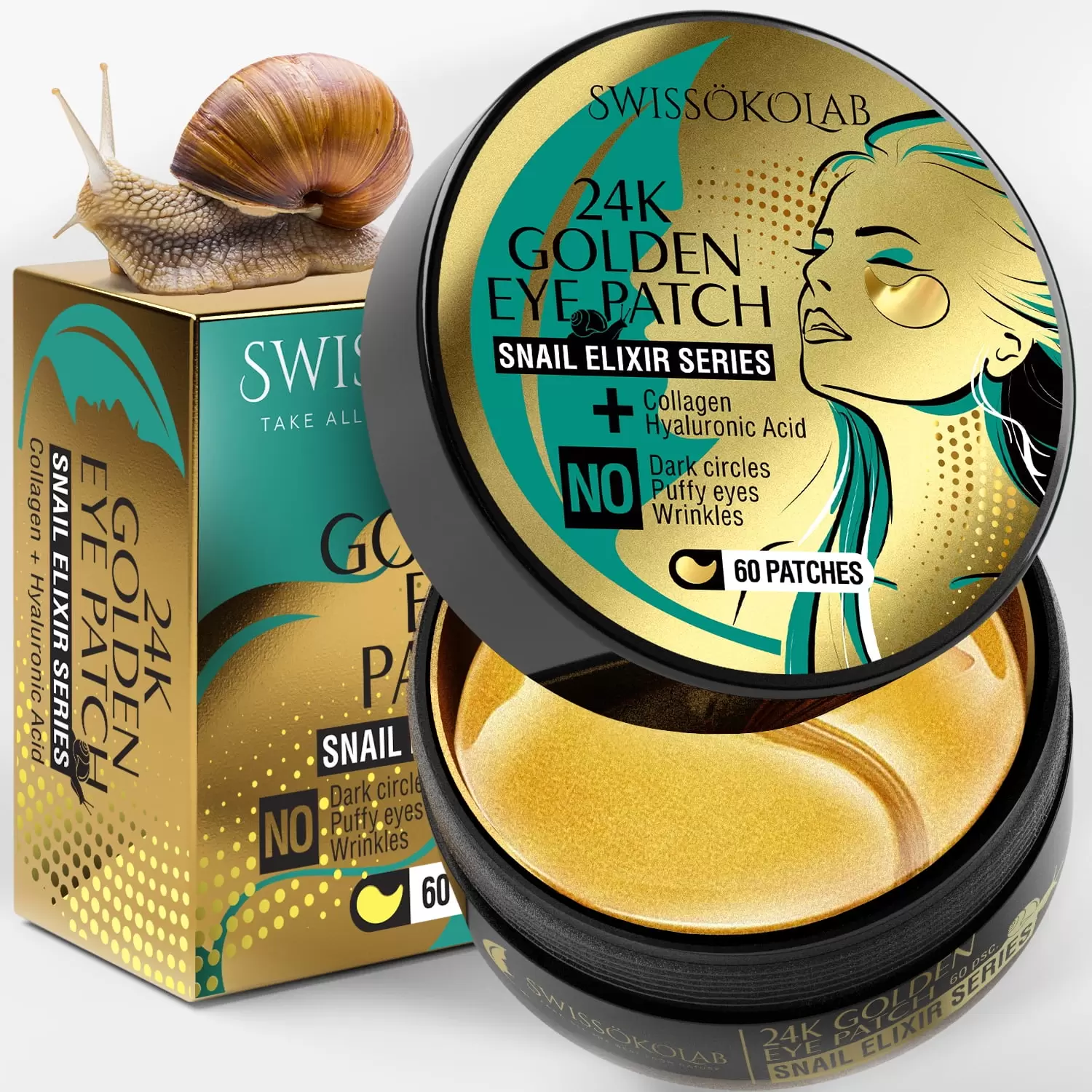 Snail Under Eye Patches Gold Eye Mask Anti-Aging Hyaluronic Acid