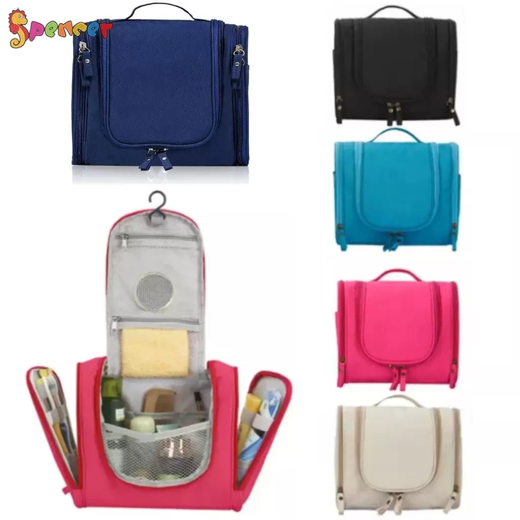 Spencer Waterproof Hanging Toiletry Bag Portable Travel Organizer Wash Cosmetic Bag Makeup Storage Case Women Men Shaving Kit with Hanging Hook Blue