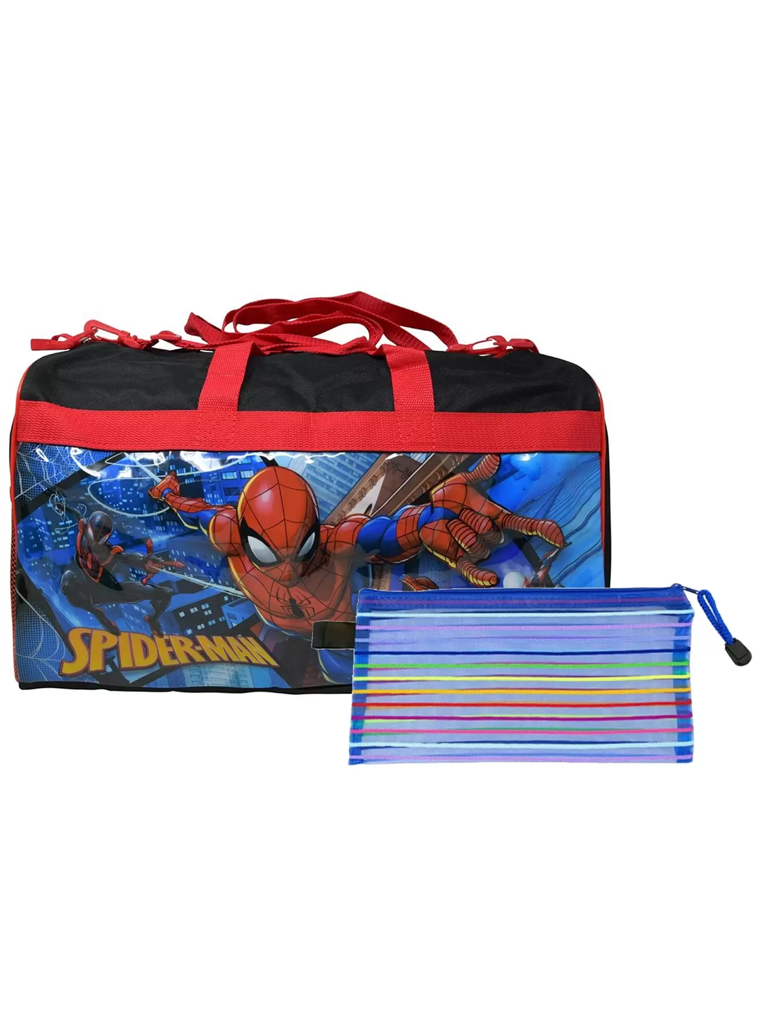 Spider-Man 17 Duffel Bag Carry-On Miles Morales & Zipper Mesh Travel Pouch Set