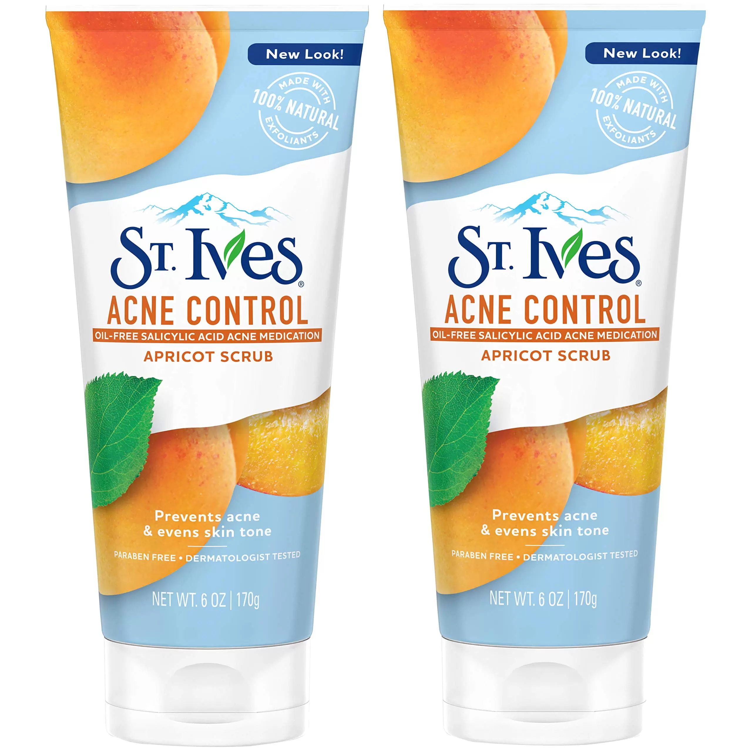 St. Ives Acne Control Face Scrub Apricot. Minimize Pores. Prevent Acne And Blemishes. With Salicylic Acid .100% Natural Exfoliants. 6 Oz. Twin Pack