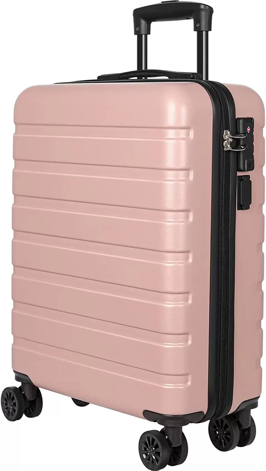 Suitcase AnyZip PC ABS Hardside Lightweight Luggage with 4 Universal Wheels TSA Lock Carry On 20 Inch USB Pink