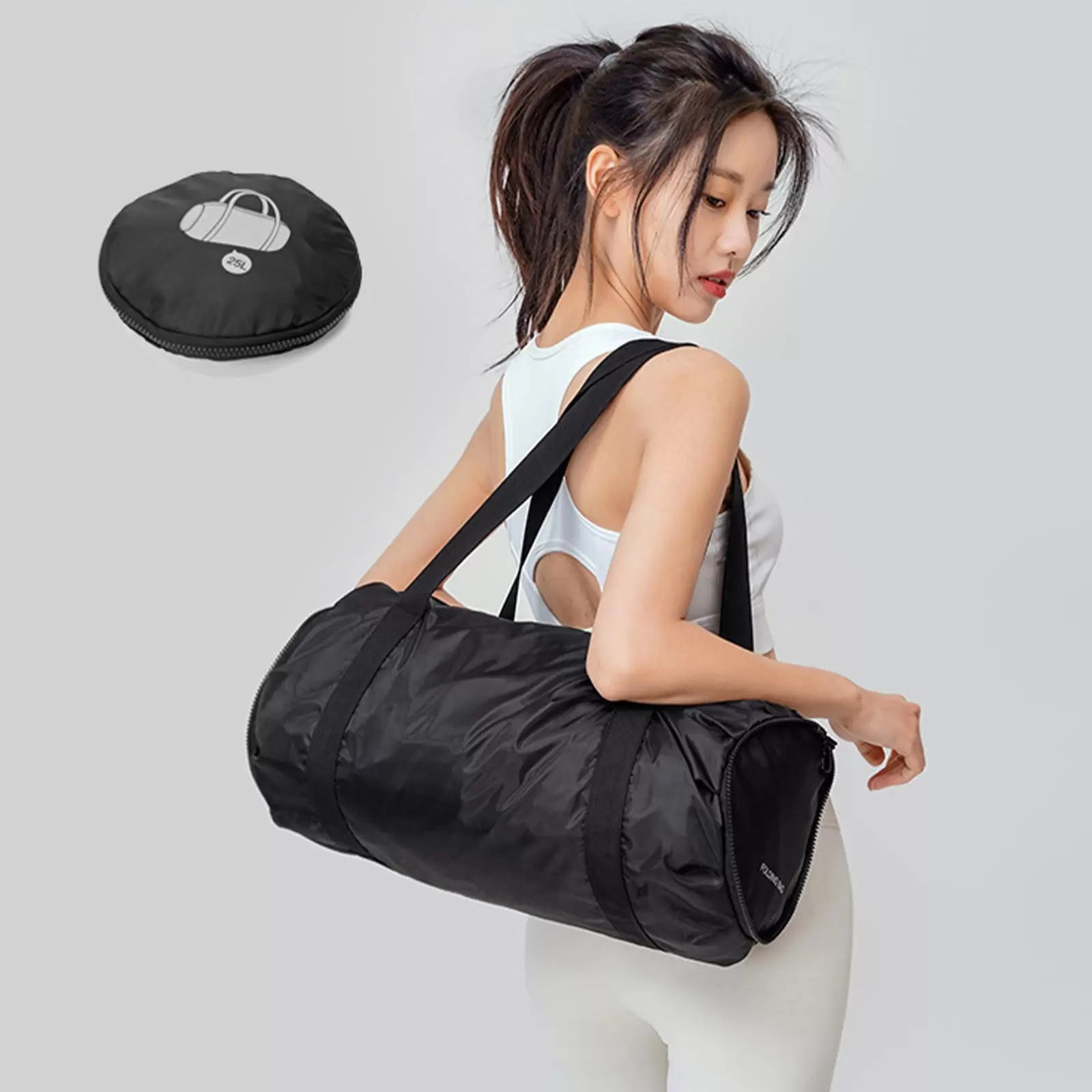 Summer Savings! Pretxorve Travel Duffel Bag.Sports Tote Gym Bag.Shoulder Weekenders Overnight Bag for Women Black