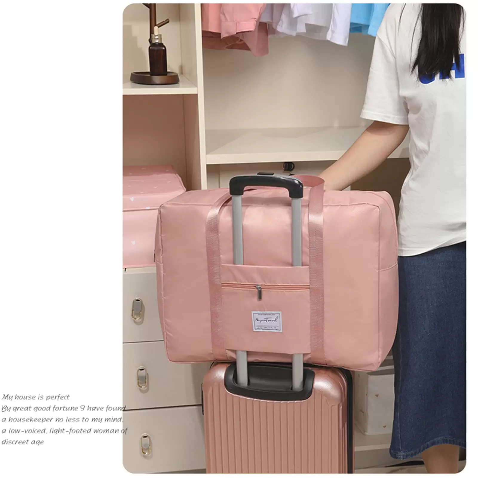 WJSXC Womens Travel Bags. Carry On for Women. Sports Gym Bag. Workout Duffel Bag. Overnight Shoulder Bag Pink