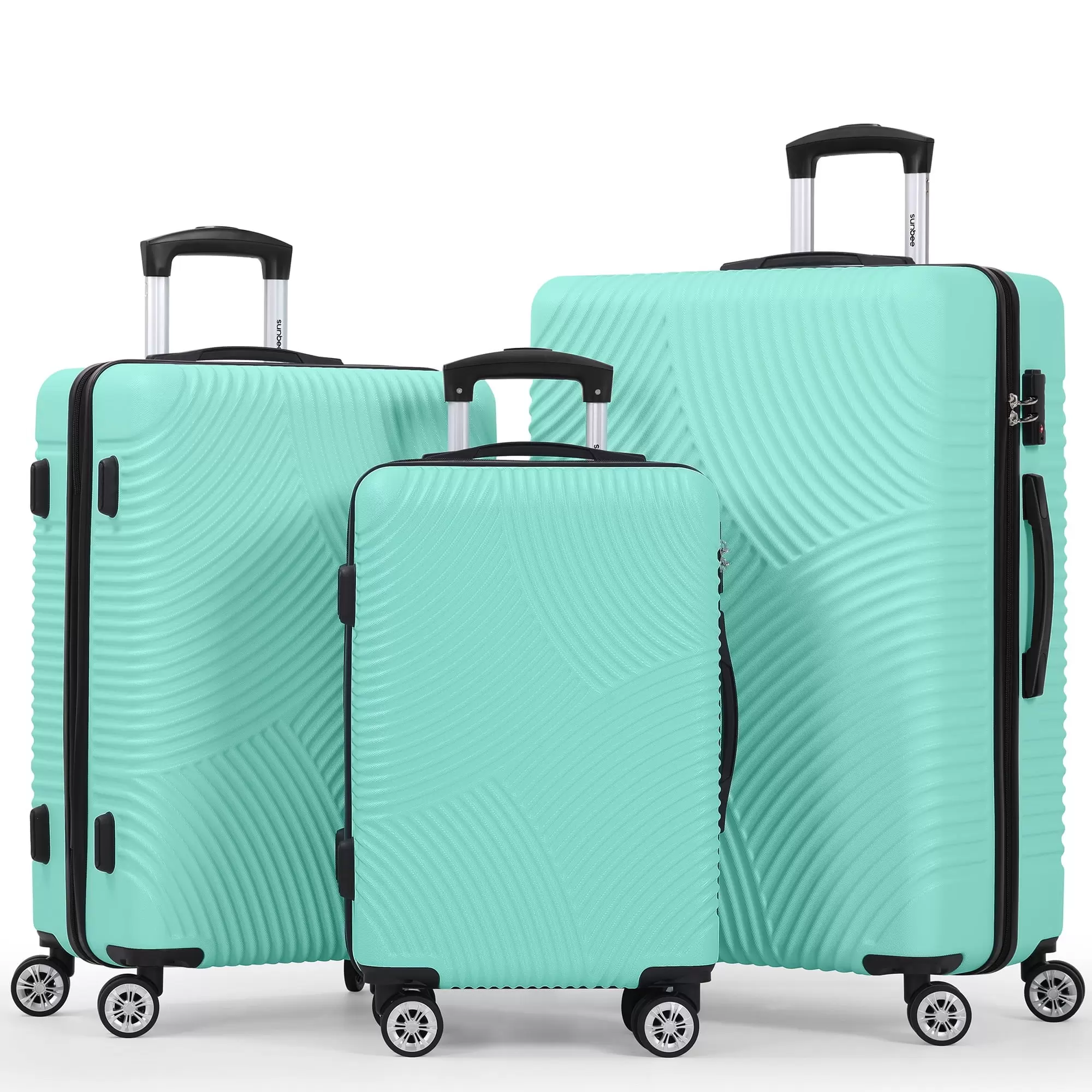 Sunbee Luggage Sets 3 Piece Hardshell Luggage Hardside Luggage Set Lightweight Suitcases with Spinner Wheels. TSA Lock