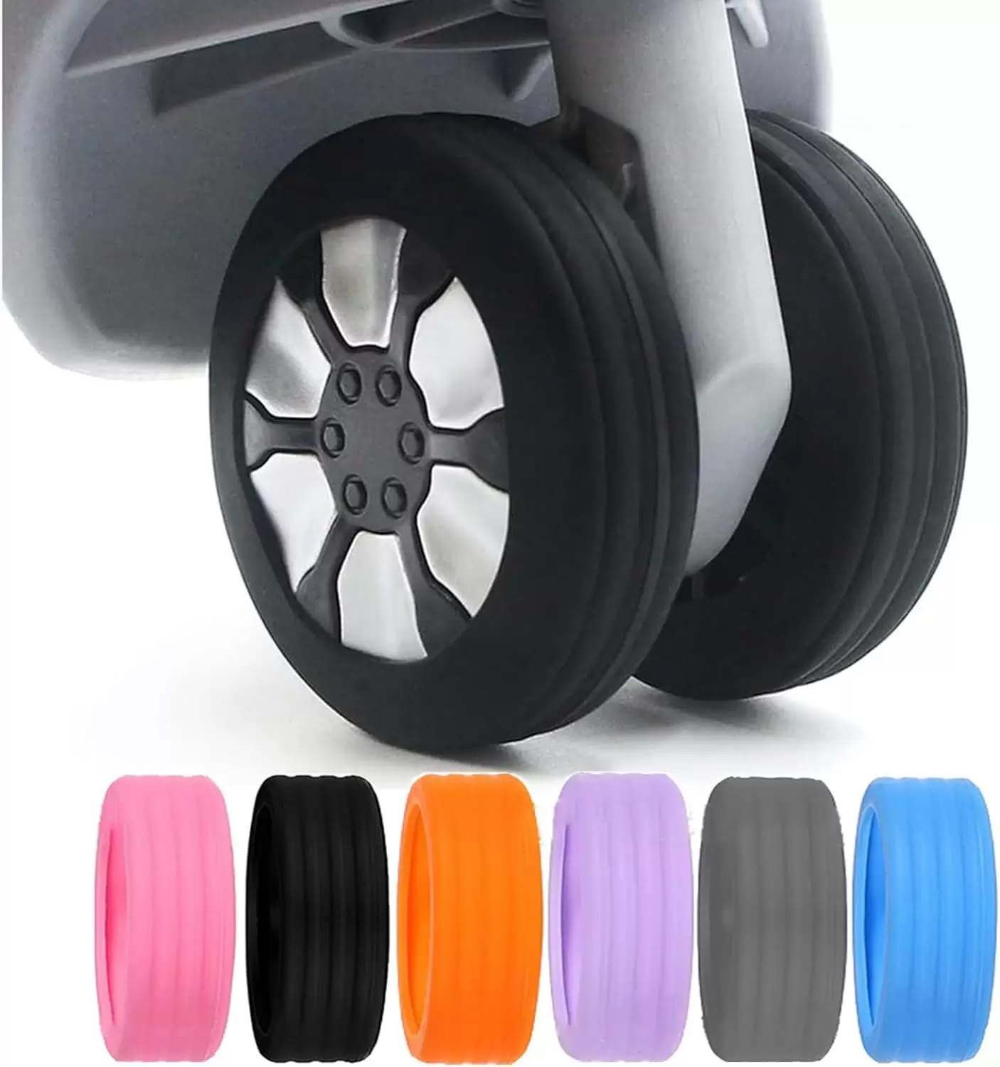 Sunjoy Tech 8 Pack Luggage Wheel Covers. Silicone Silent Protection Cover for Carry-on Luggage with Spinner Wheels Luggage Sets