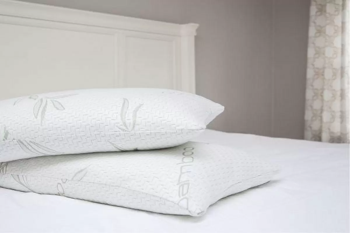 Super Soft Queen Size Memory Foam.Bamboo Bed Pillow. Removable and Washable (2 Pack)