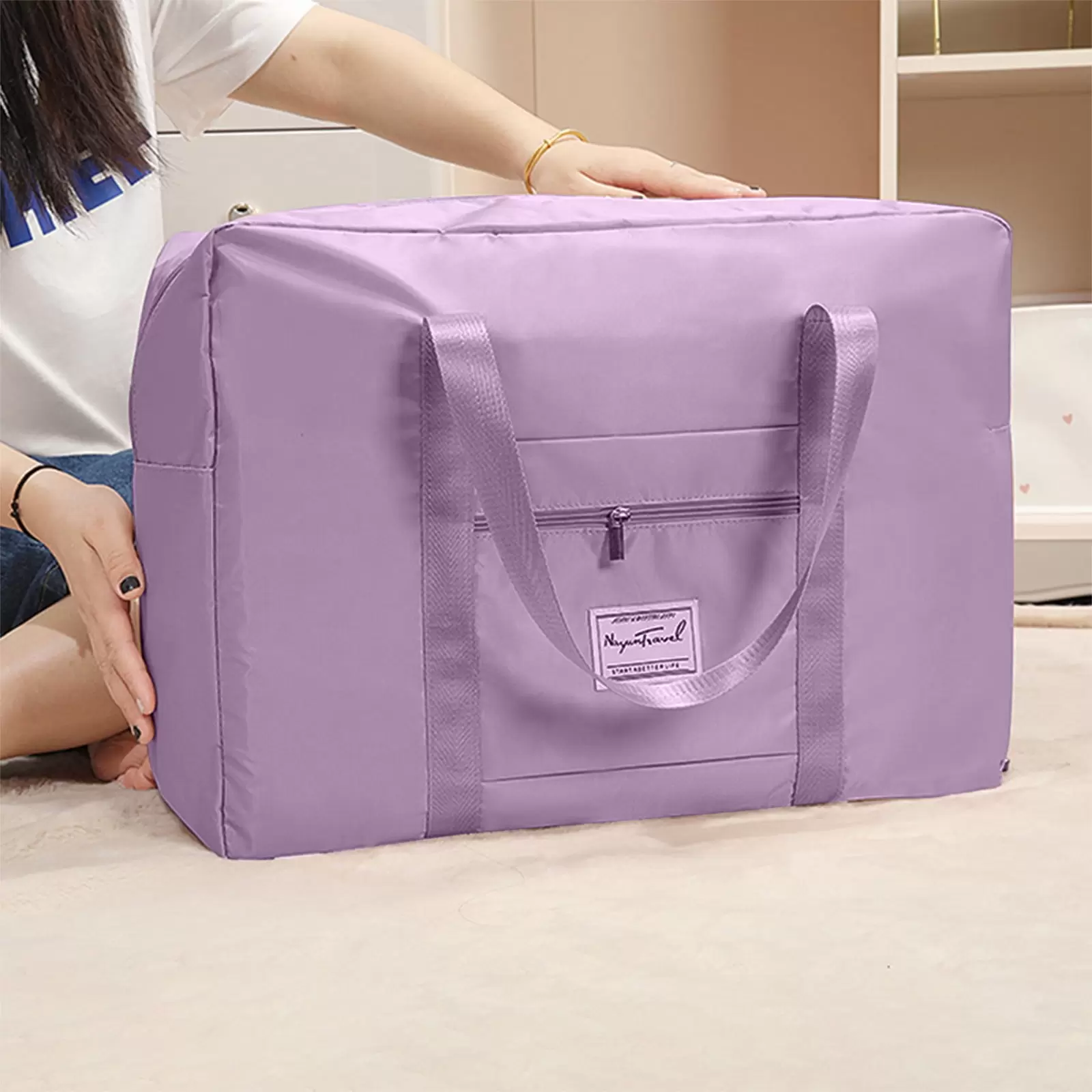 Surpdew Women'S Travel Duffel. Stylish Carry-On & Gym Bag. Perfect Overnighter. 2024 Travel Essential For Active Ladies Purple 41X34X11Cm /16.14X13.39X4.33In