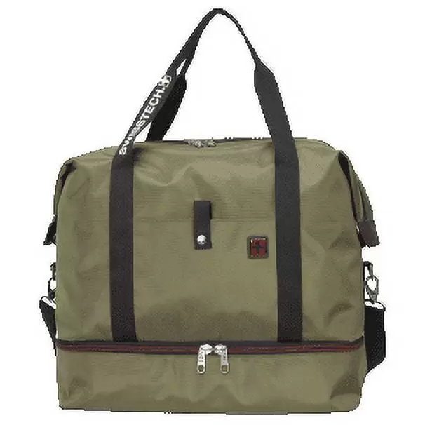 Swiss Tech Drop Bottom Travel Weekender Duffel - Olive/Black