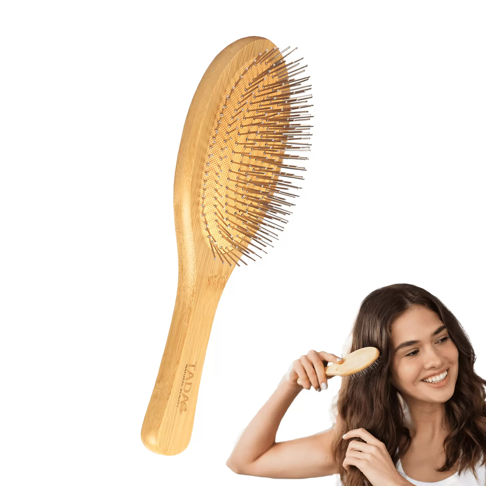 TADA Natural Beauty - Bamboo Hairbrush for Women. Detangler Comb Hair Brush