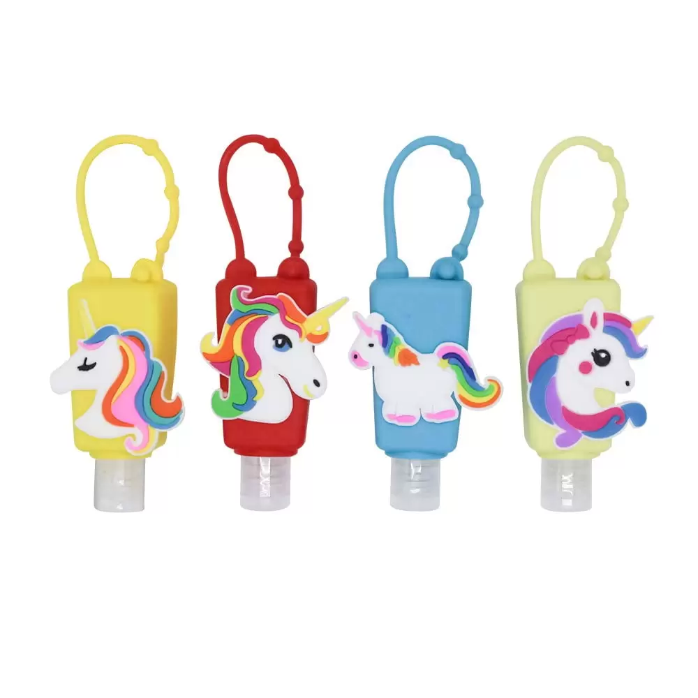 TCJJ 4Pcs Kids Empty Hand Sanitizer Holder with Travel Bottle Silicone Case Refillable Container